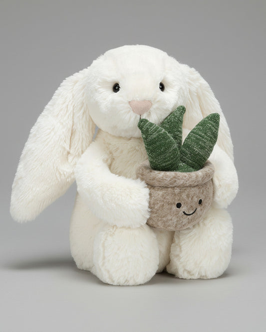 Cream Bunny with Plant